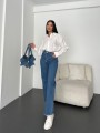 Ayrılabilir Büstiye Denim Salopet Tulum - Mavi