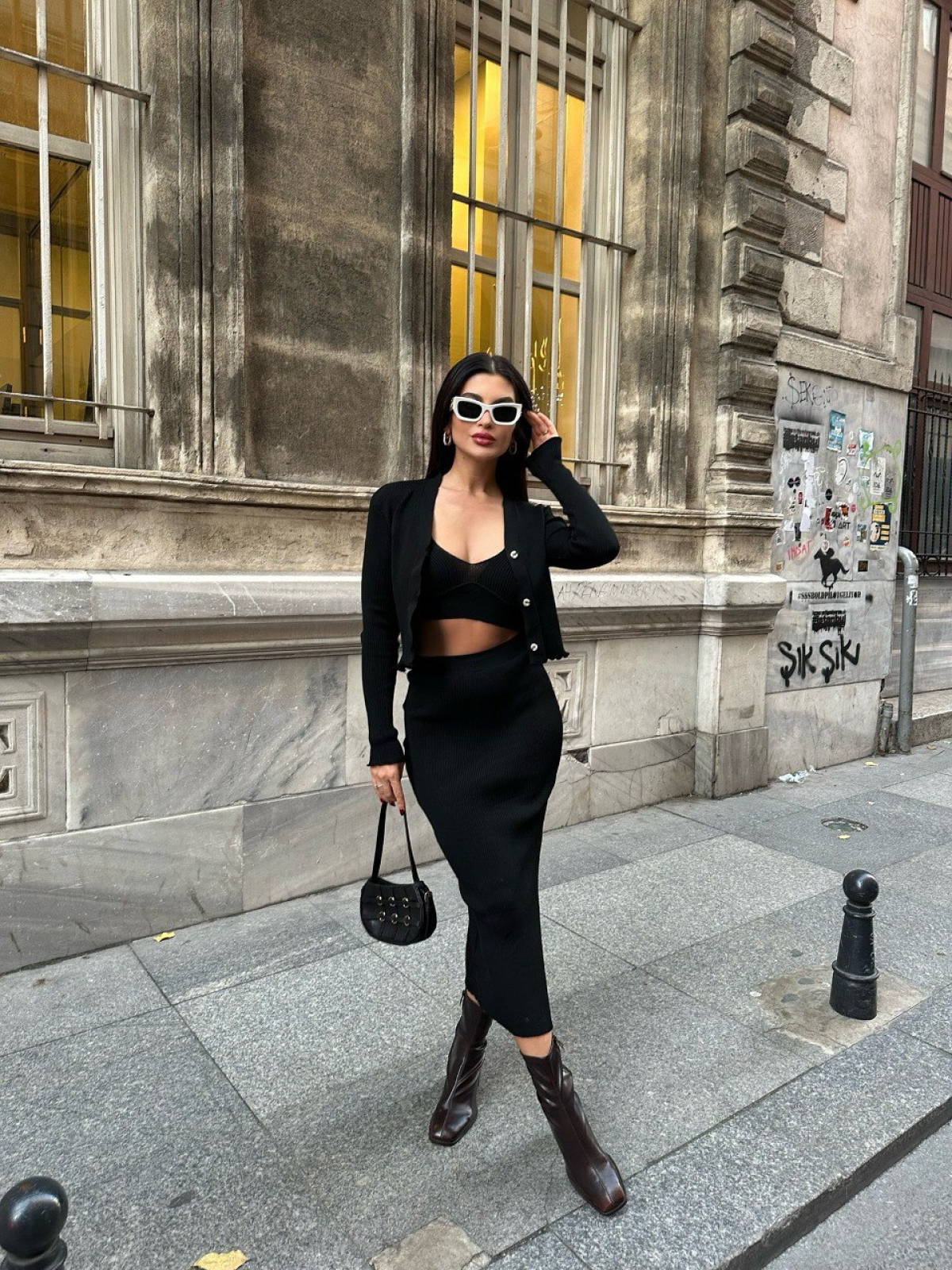 Triko Üçlü Takım - Siyah